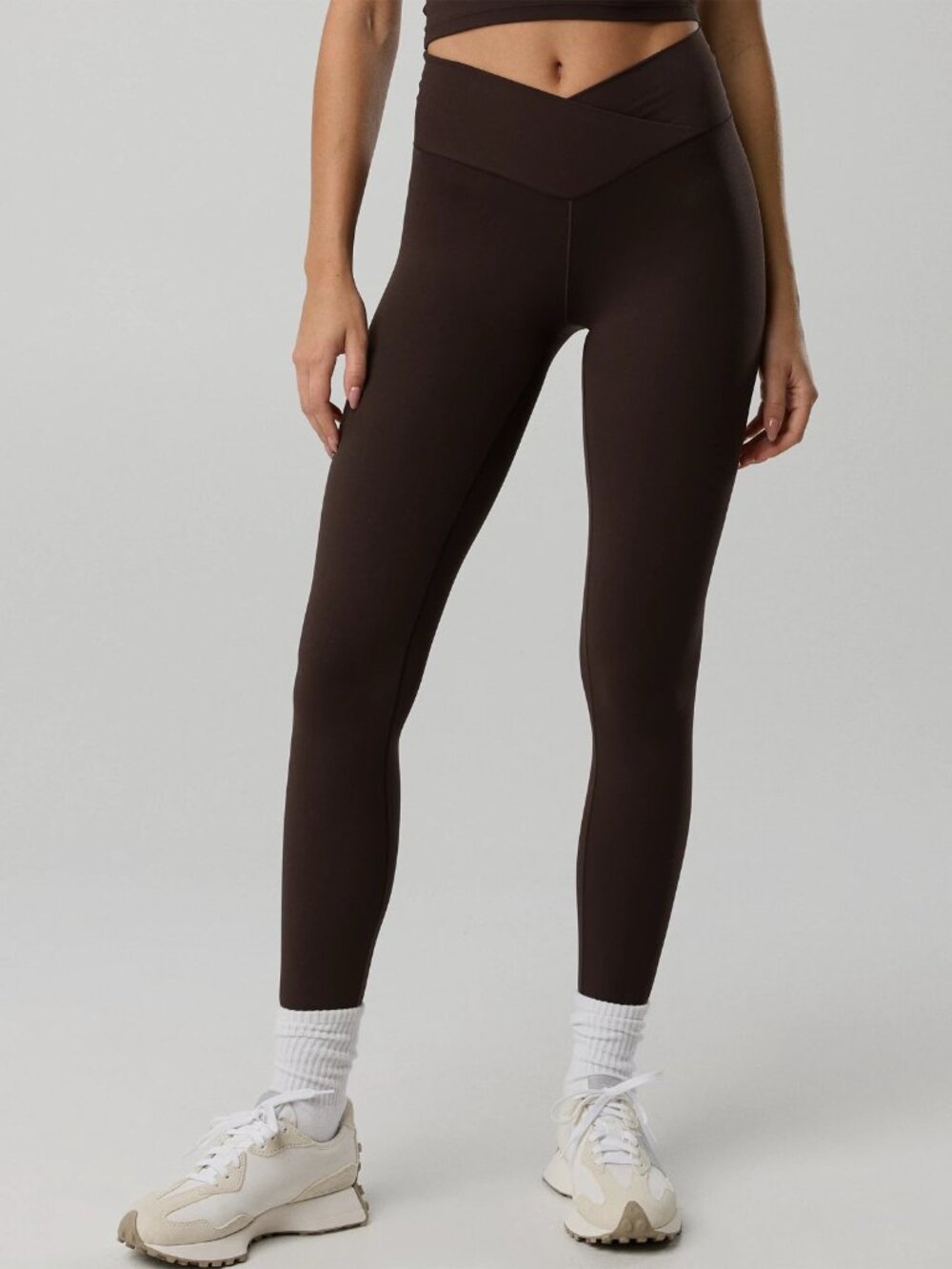 Aerie Offline 7/8 Crossover Leggings Chocolate Brown Size S High Waist Stretch